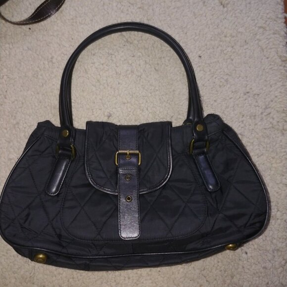 EUC Barbour Purse Bag Leather and Nylon Quilted Tonnes of Pockets - Picture 1 of 10